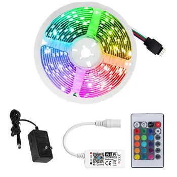Светодиодные Полосы Света Гибкий RGB-Диод Для Украшения Подсветки Водонепроницаемой Лампы Светящаяся Гирлянда Декор SMD Bluetooth WIFI Контроллер