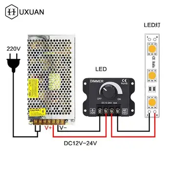 Светодиодный диммер постоянного тока 12 В 24 В, регулятор напряжения 30A, 360 Вт, Регулируемый контроллер для светодиодной ленты, светодиодных диммеров