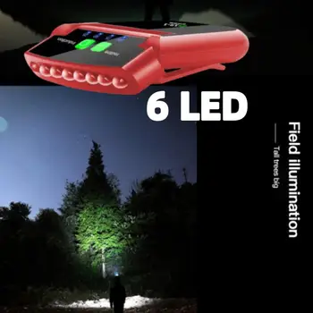 Светодиодный интеллектуальный датчик света, Зажимная крышка, Налобный фонарь, Поворотная на 180 ° фара, Уличная лампа для рыбалки, USB-датчик, фара для кемпинга