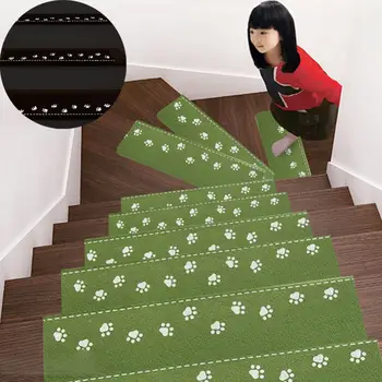 Светящийся самоклеящийся коврик с рисунком милой лапки на ступеньках для лестницы, нескользящий коврик 16