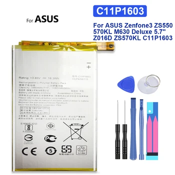 Сменный аккумулятор для ASUS, большой емкости, C11P1603, для ASUS ZS570KL, ZenFone3, ZenFone 3, 3480 мАч, Бесплатные инструменты 17