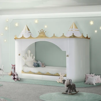 Современный стиль, детская тематика, изготовленная на Заказ Детская мебель для виллы из массива дерева, кровать принцессы для девочек, Секретная база, кровать в замке мечты 13