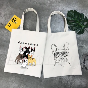 Сумка для покупок French Bulldog, сумка для покупок Bolsas De Tela, сумка для покупок Bolsa, джутовая сумка, ткань на заказ 19