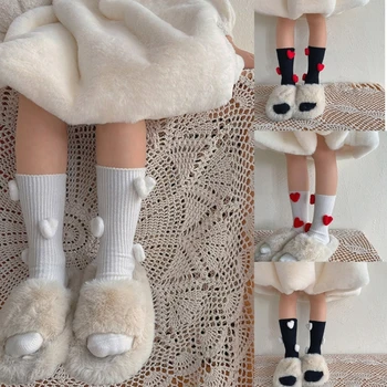 Теплые детские носки Зимние плюшевые носки Sokcs Heart до середины икры Стильные для девочек 15