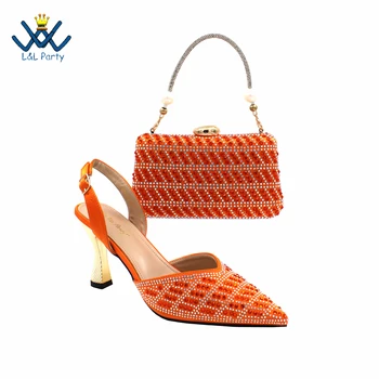 Топовый брендовый дизайнерский комплект обуви и сумки в тон для итальянских африканских женщин, модельные туфли-лодочки высокого качества на каблуке 1