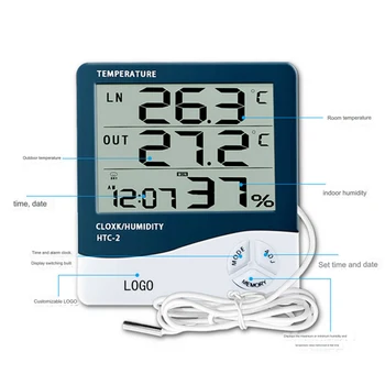 Точный электронный термометр HTC 2 Точный Датчик температуры и влажности Легко читаемый дисплей Длительный срок службы батареи 10