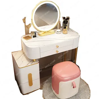Туалетный столик для спальни В маленькой квартире, Мини-столик для макияжа, шкаф для хранения, Встроенный белый переносной туалетный столик для прически