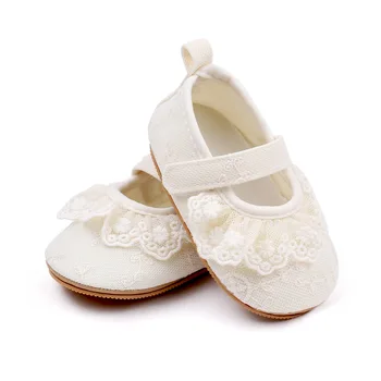Туфли-лодочки для маленьких девочек, кружевные туфли принцессы с рюшами, нескользящие туфли для кроватки, кроссовки для младенцев 10