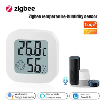 Умный датчик температуры и влажности Tuya Zigbee, ЖК-цифровой термометр-гигрометр, удаленный мониторинг в режиме реального времени для Alexa Google 11