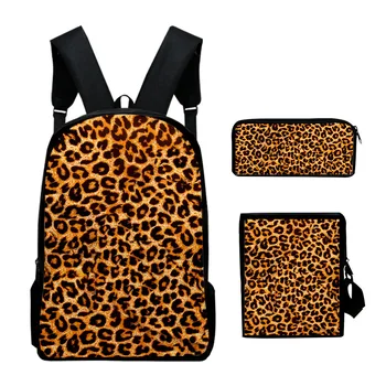 Хип-хоп Животные Леопард 3D принт 3 шт./компл. Студенческие дорожные сумки Рюкзак для ноутбука Сумка на плечо Пенал