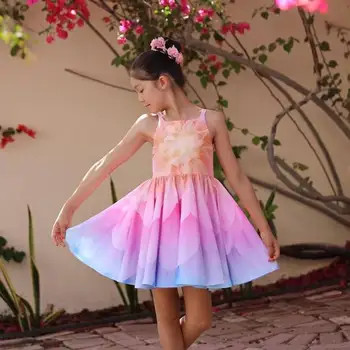 Хлопковое платье для девочек на бретельках без рукавов, повседневная удобная домашняя детская одежда с 3D принтом, летняя одежда, платья с цветами 8