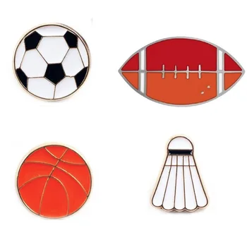 Хорошее качество Футбол Регби Значок Металлическая Эмаль Футбол Спорт Баскетбол Бадминтон Волейбол Значки Ювелирные изделия для болельщиков 13