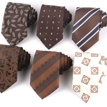 Цветочные галстуки для мужчин и женщин, коричневый галстук на шею для вечеринки, деловой костюм, полосатые галстуки, свадебный галстук для жениха, подарки 12