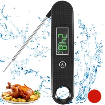 Цифровой Термометр Для Мяса, Пищевой Термометр для Мгновенного Считывания с 1,7-Дюймовым Дисплеем IP42, Водонепроницаемый Кулинарный Термометр из Нержавеющей 5