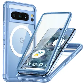 Чехол Magsafe Crystal Case Для Google Pixel 8 Pro 5G Bumper Cover 3 В 1 Жесткий ПК Силиконовый Чехол Для телефона Funda Pixel8 Pro Противоударный Чехол 10