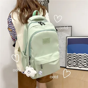 Школьная сумка для учащихся в корейском стиле, школьный рюкзак для девочек среднего и старшего возраста, нейлоновый рюкзак для путешествий, Сумка для ноутбука для отдыха 9