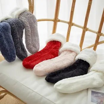 1 пара носков для пола из полиэфирного волокна, повседневные зимние теплые Мягкие носки для снега, плюшевые утепленные чулки для женщин 6