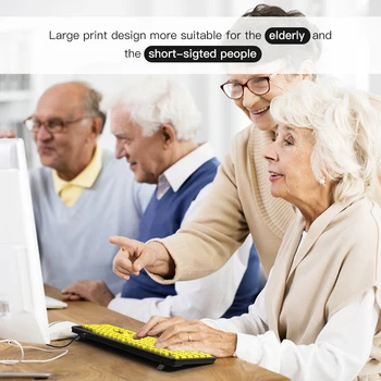 1 шт. НОВАЯ желтая кнопка с большими черными буквами и USB-проводная клавиатура для пожилых людей и слабовидящих 18