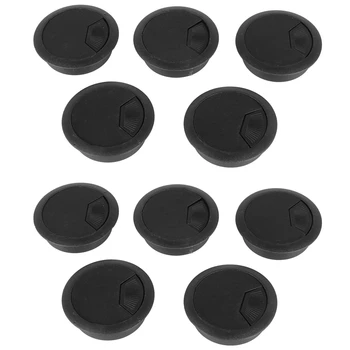 10 шт. черных круглых пластиковых чехлов с отверстиями для кабелей диаметром 70 мм для компьютерного стола 19