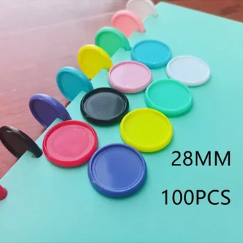 100 шт. 28 мм новый цветной твердый переплет, пластина, пряжка, пластиковое связующее кольцо с грибовидным отверстием, сделай сам, связующее 19