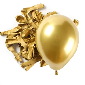 100шт Золотые хромированные латексные шары 5-дюймовые круглые гелиевые шары для свадьбы, выпускного, годовщины, детского душа 11
