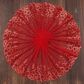 15 ярдов красной сетчатой вышитой ленты Кружевной отделки Лент для домашнего текстиля Штор чехлов для диванов подушек отделки Швейной кружевной ткани