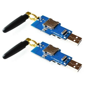2 модуля последовательного подключения USB к Gsm, Gprs Sim800C, компьютерное управление Bluetooth + антенна 5