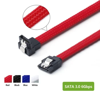 2 Шт 50 СМ SATA 3.0 III SATA3 7Pin Кабель Для Передачи Данных Под Прямым углом 6 Гбит/с SSD Кабели Шнур Для Передачи Данных Жесткого Диска HDD С Нейлоновыми Рукавами, Красный и Серый 8