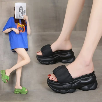 2023, Базовые женские тапочки, Летние повседневные тапочки с открытым носком, женская однотонная обувь, Женские тапочки на платформе 14