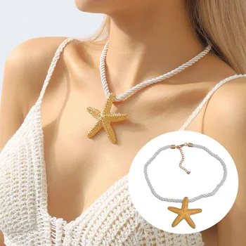 2023 Модное Летнее Новое ожерелье Винтажного золотого цвета с подвеской в виде морской звезды, ожерелье для женщин, подарки для праздничных вечеринок, ювелирные аксессуары 3