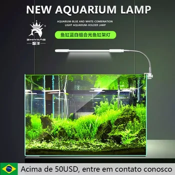 220 В Зажим для аквариума светодиодный светильник для аквариума с водными растениями освещение аквариума светодиодный двухрядный сине-белый кронштейн 3