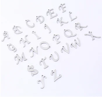 26шт 20мм Подвески с алфавитом A-Z из нержавеющей стали, подвески с английскими буквами, Начальный Браслет, подвески