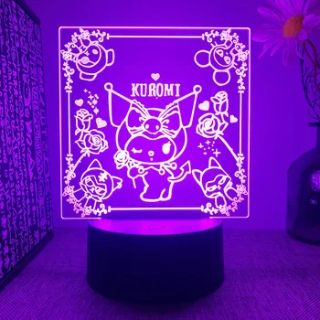 3D акриловый светодиодный ночник Dream Magic Melody kuromi 16 цветов с дистанционным управлением Украшение комнаты для девочек на День рождения Рождественский подарок 1