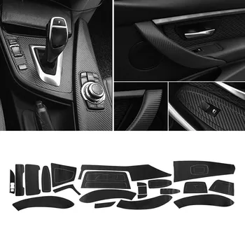 3D Внутренняя матово-черная наклейка с отделкой из углеродного волокна для BMW 3 серии F30 F31 3D Внутренняя наклейка с наклейкой 2