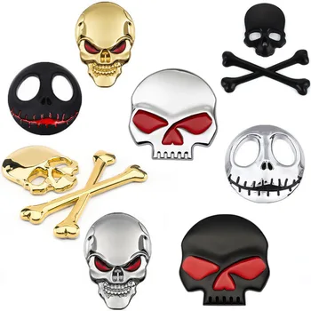 3D металлический череп из цинкового сплава, скелет, автомобильная наклейка для автомобиля, мотоцикла, черепа, наклейки с логотипом, эмблема, значок, Аксессуары для автостайлинга 8
