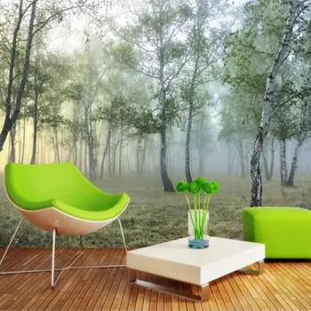 3d обои Большая изготовленная на заказ фреска зеленый лесной пейзаж Гостиная спальня ТВ фон настенные фрески papel de parede фотообои