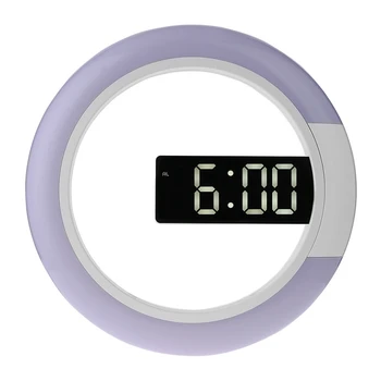 3D светодиодные цифровые настенные часы Зеркальные полые часы 7 цветов Температурный дисплей ночник для украшения дома спальни гостиной 1
