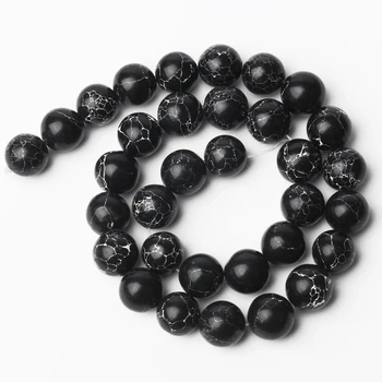 4-12 мм натуральный камень черная бирюза, хаулитовая осадочная яшма, круглые свободные бусины для изготовления ювелирных изделий, браслет-ожерелье 