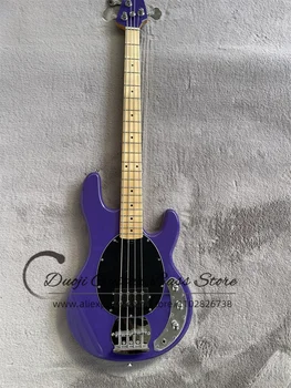 4-Струнная фиолетовая бас-гитара Ray Bass Корпус из липы, кленовый гриф, фиксированный мост, черная накладка, изготовленная на заказ на заводе 12