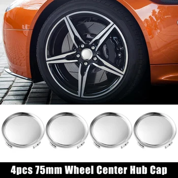 4 шт./компл. 75 мм (2,95 дюйма) Универсальные Колеса Центральная Крышка Ступицы Хромированный Серебристый Передний/задний/правый/левый ABS Пластик Для большинства автомобилей 11