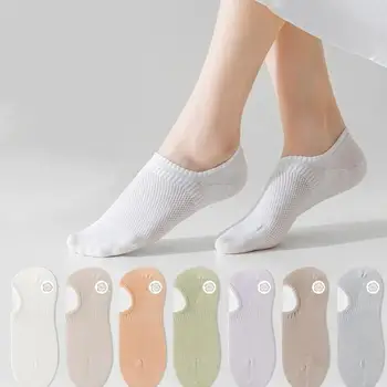 5 Пар женских однотонных невидимых носков-лодочек с глубоким вырезом, повседневные дышащие сетчатые нескользящие летние носки с короткой подкладкой, Чулочно-носочные изделия 7