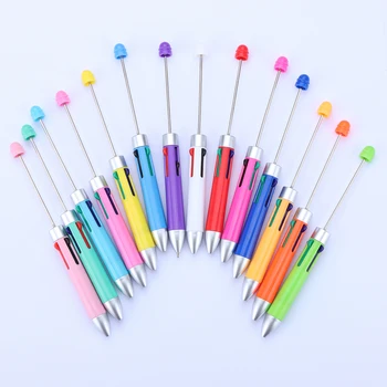 50 buah pena manik-manik isi ulang empat warna bisnis kreatif DIY pena pulpen manik-manik lucu pena Puzzle Multi Warna perhiasan 3