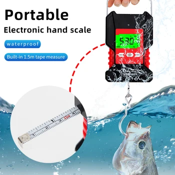 50 кг / 5 г Водонепроницаемые Цифровые подвесные весы с ЖК-дисплеем, мини-электронные весы, портативные весы для взвешивания багажа для рыбалки и путешествий 1