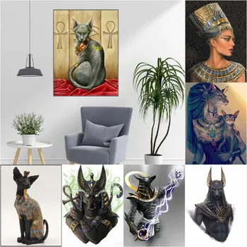 5D DIY Египетский кот, Клипарт, Алмазная живопись, Кошка, Полная Квадратная вышивка, Животные, Мозаика из горного хрусталя, Вышивка крестом, Подарки 8