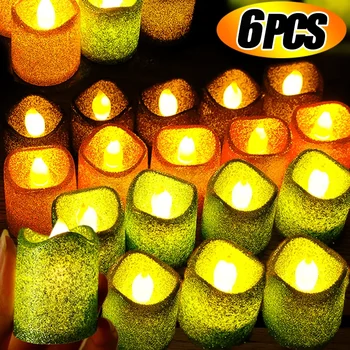 6 /1шт светодиодных электронных свечей Creative Wave Glitter Tealight, Лампа для исполнения желаний на батарейках, для декораций домашней рождественской вечеринки 8