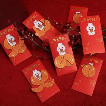 6шт Карманный Бронзовый Новогодний Красный Конверт Лунный Год Кролика Счастливый Денежный Конверт Подарочный Пакет 14