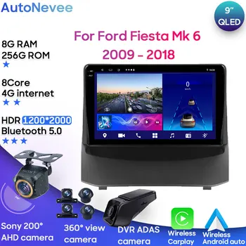 Android Мультимедиа Для Ford Fiesta Mk 6 2009-2018 Автомобильный Стерео Процессор Радио QLED Плеер Навигация Carplay Auto 5G Cam Экран HDR 3