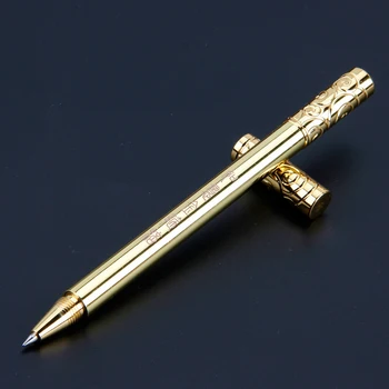CHEN LIN Высококачественная гелевая ручка из чистой меди, металлическая гелевая ручка с золотым обручем, ручка для подписи в китайском стиле 0,5 дюйма для деловых офисных канцелярских принадлежностей 17