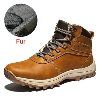 DEKABR/ Зимние теплые мужские ботинки из натуральной кожи и меха, мужские зимние ботинки ручной работы, водонепроницаемые рабочие ботильоны, мужская обувь с высоким берцем 5
