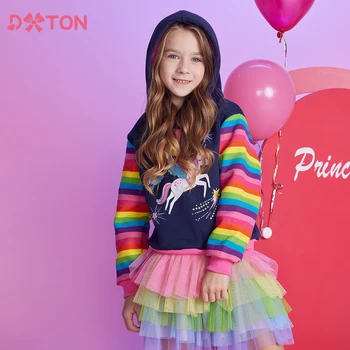 DXTON, толстовки для маленьких девочек, осень-зима, 2024, детская толстовка с рукавами 